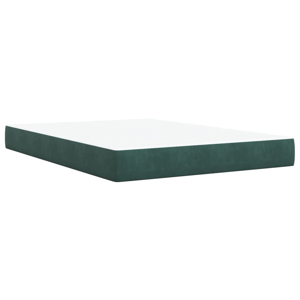 Pat box spring cu saltea, verde închis, 140x190 cm, catifea GartenMobel Dekor