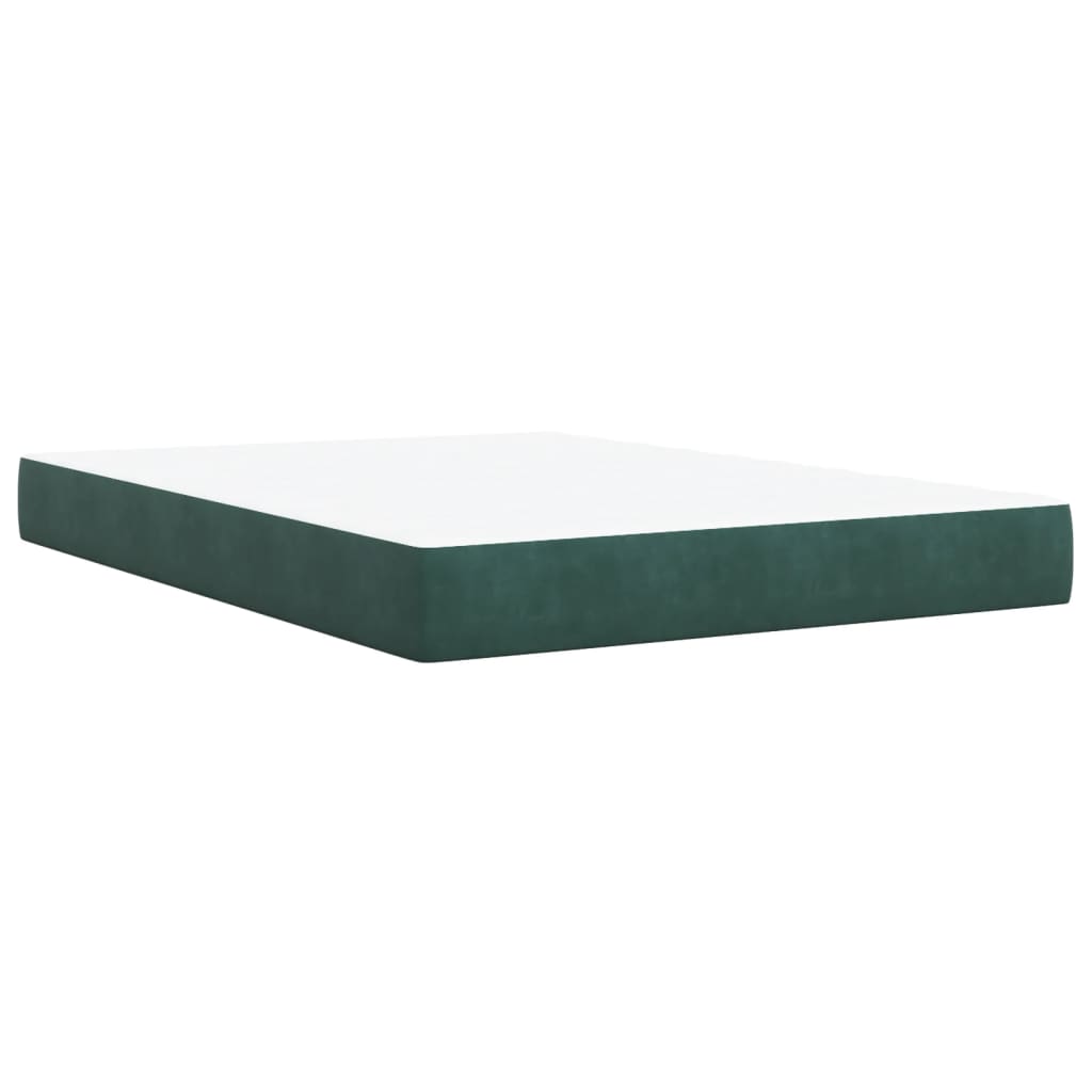 Pat box spring cu saltea, verde închis, 140x190 cm, catifea GartenMobel Dekor