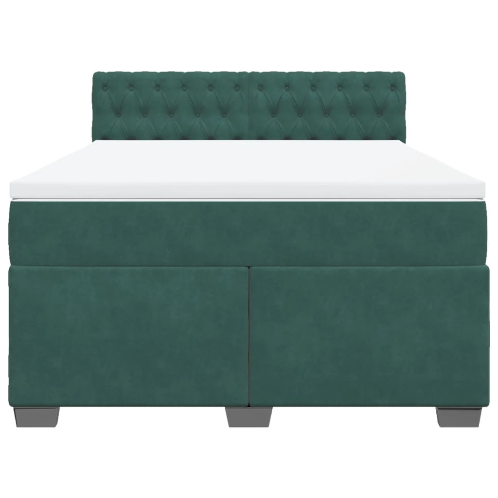 Pat box spring cu saltea, verde închis, 140x190 cm, catifea GartenMobel Dekor