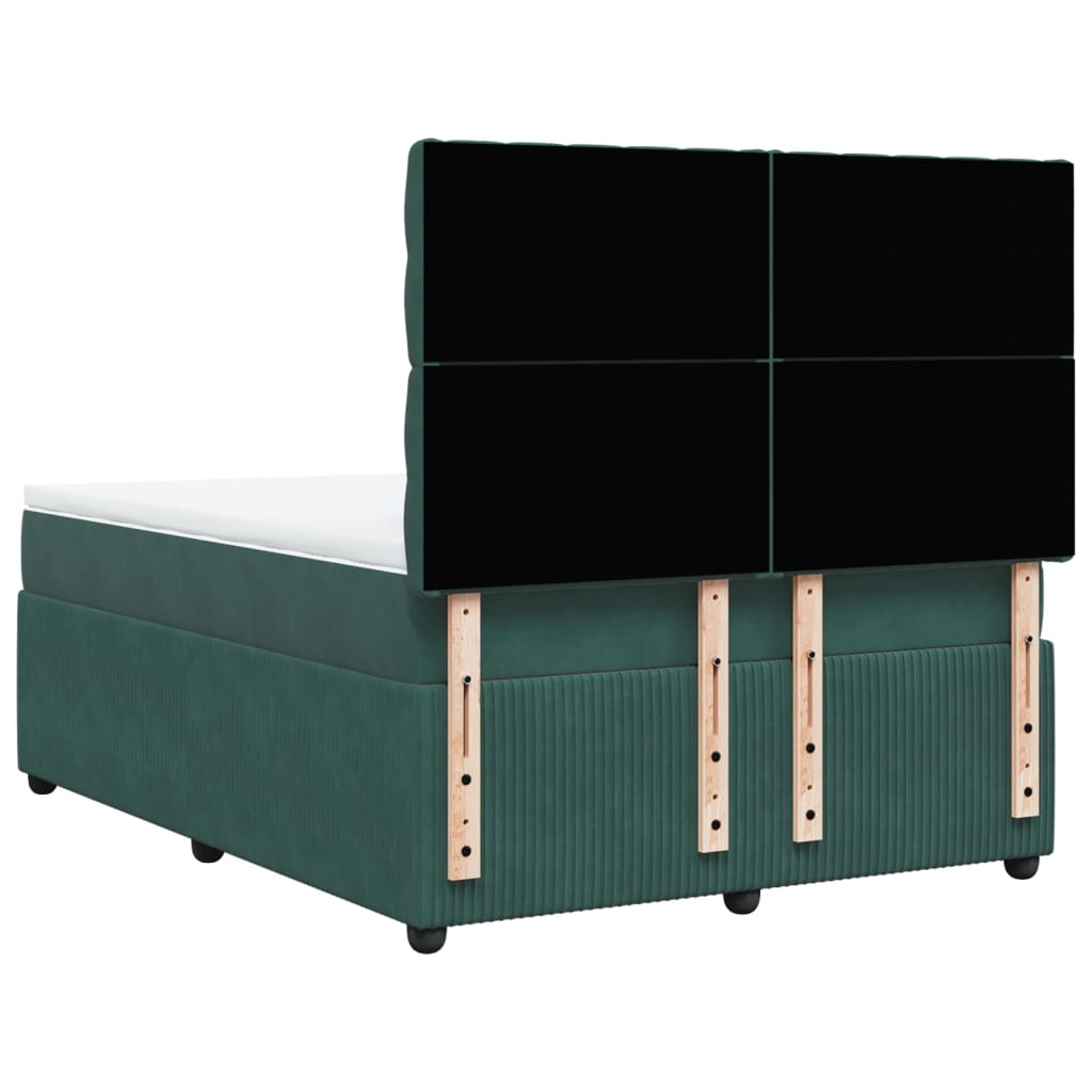 Pat box spring cu saltea, verde închis, 140x190 cm, catifea GartenMobel Dekor