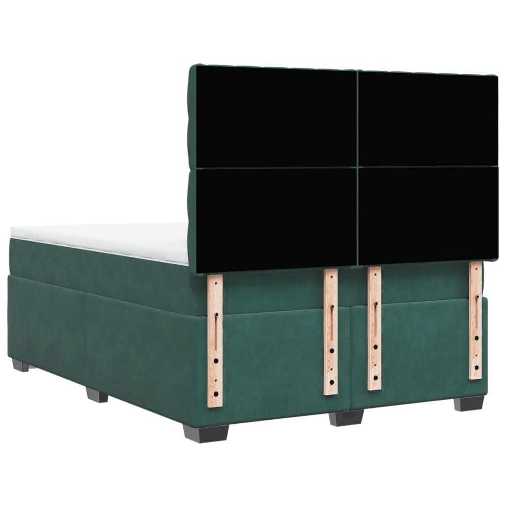 Pat box spring cu saltea, verde închis, 140x190 cm, catifea GartenMobel Dekor