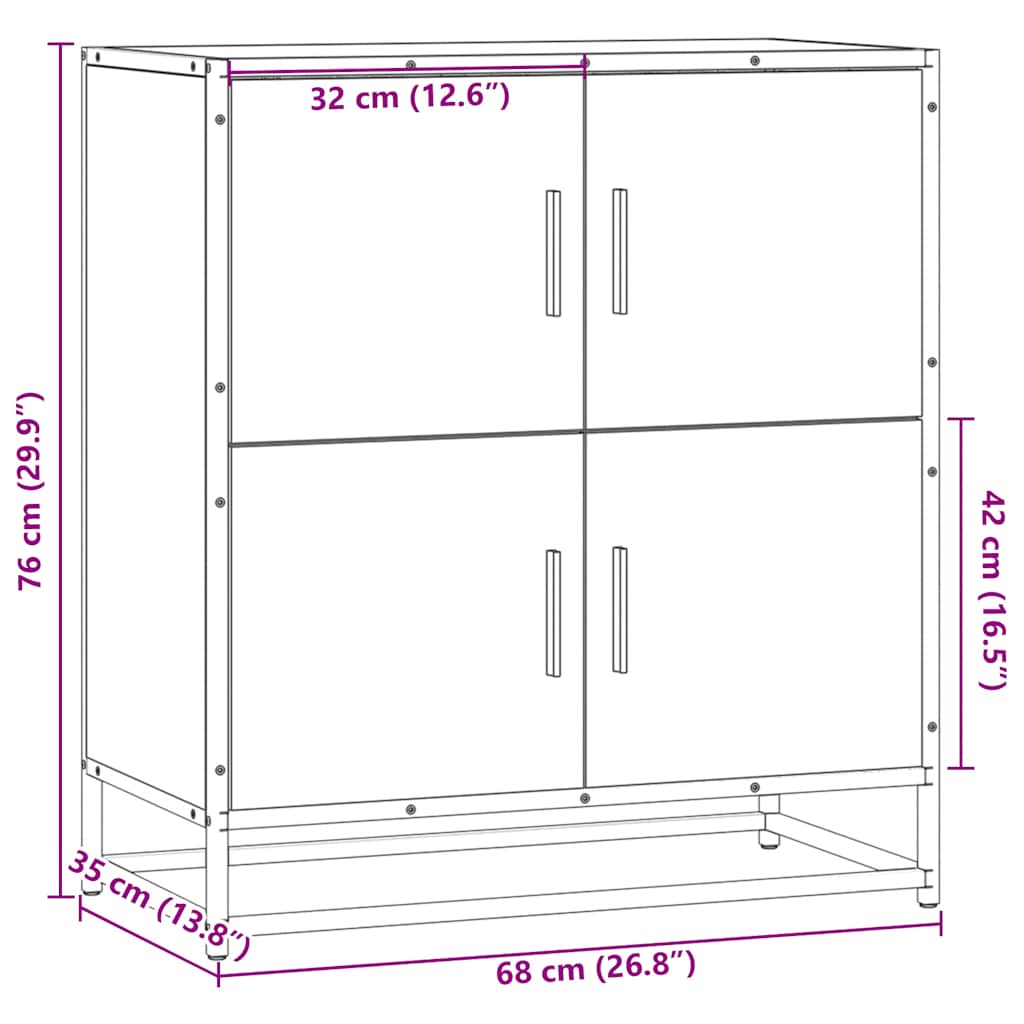 Bufetă Stejar Sonoma 68x35x76 cm Lemn prelucrat GartenMobel Dekor