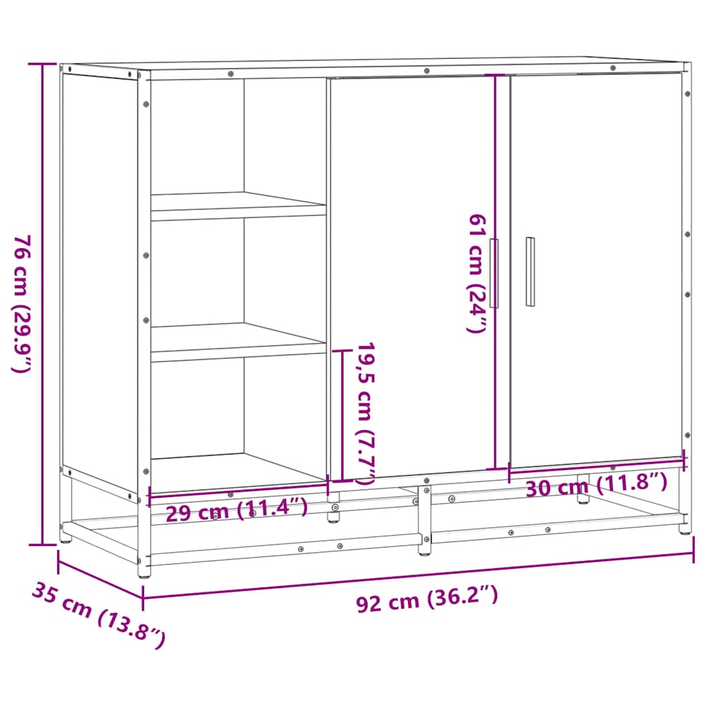 Dulap, stejar sonoma, 92x35x76 cm, lemn prelucrat GartenMobel Dekor