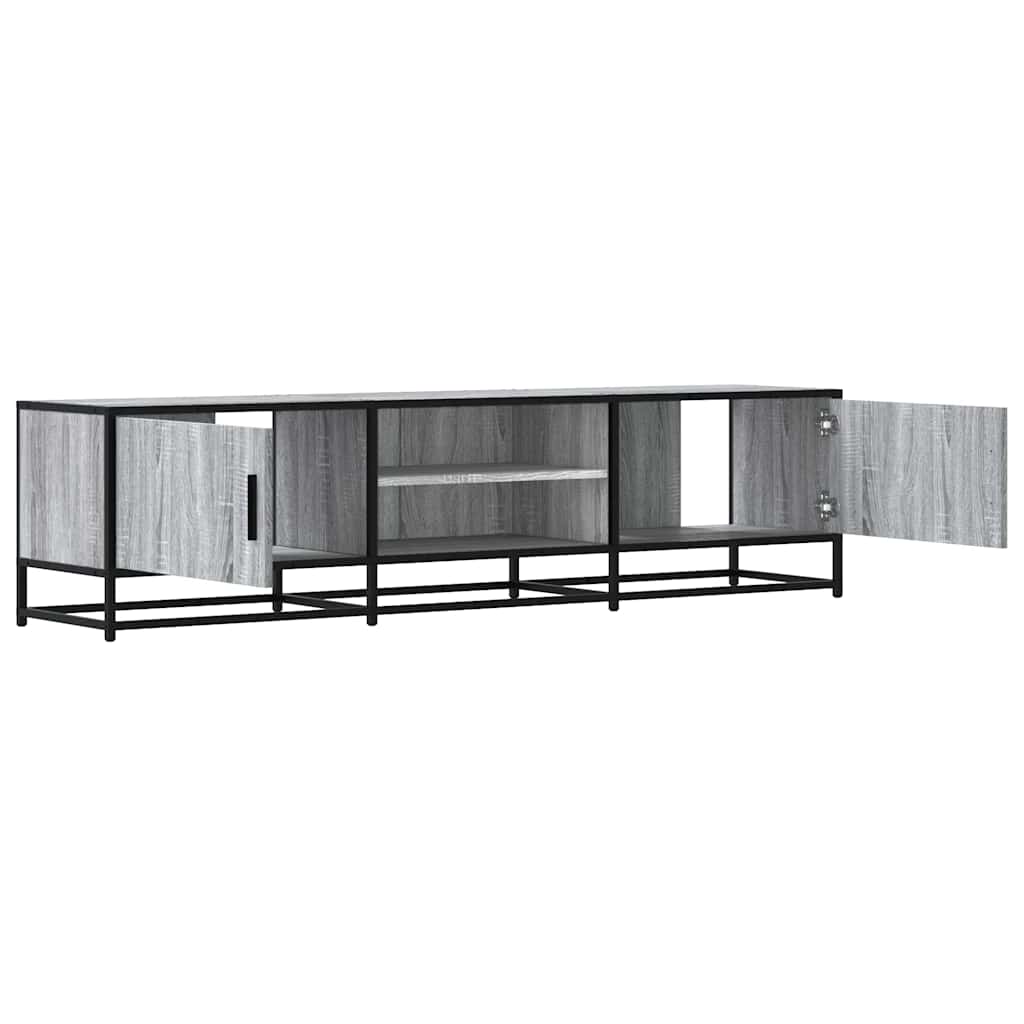 Dulap TV gri sonoma, 160x35x41 cm lemn prelucrat și metal GartenMobel Dekor
