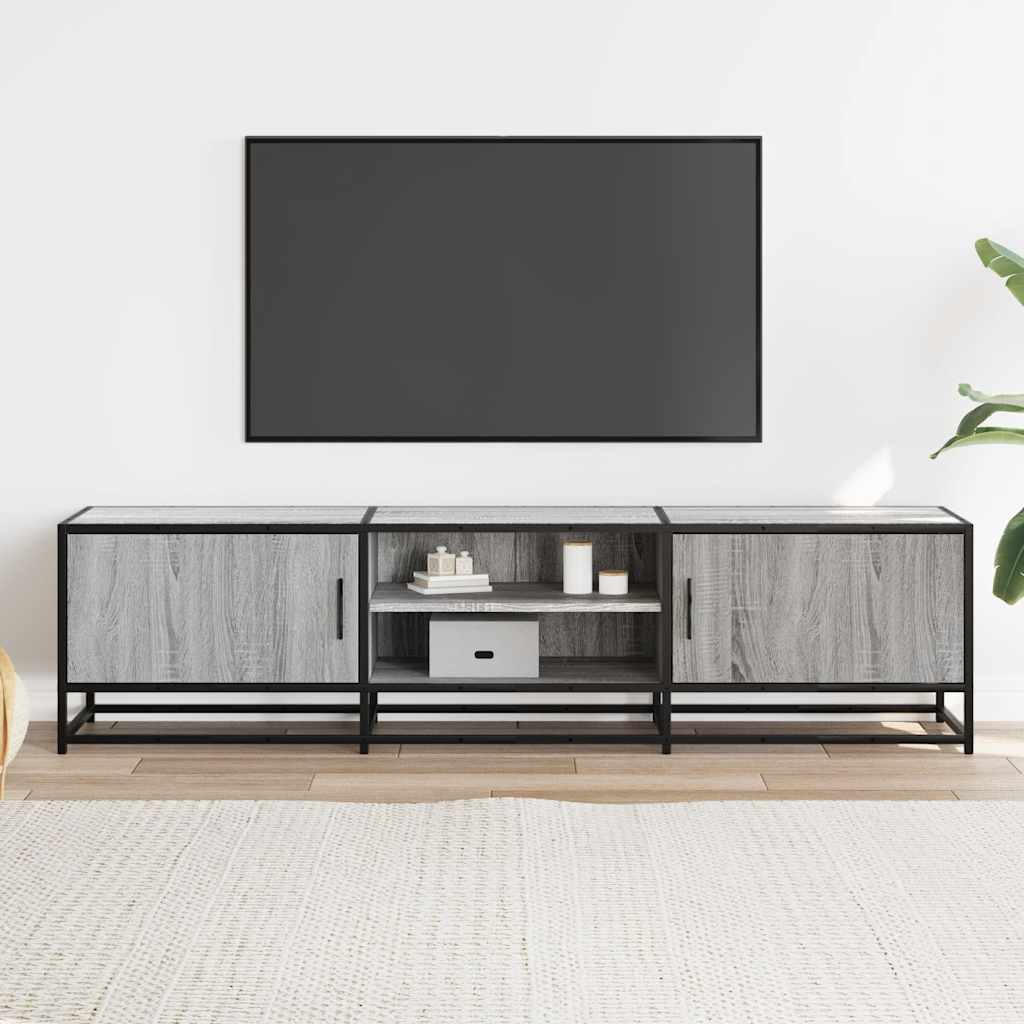 Dulap TV gri sonoma, 160x35x41 cm lemn prelucrat și metal GartenMobel Dekor