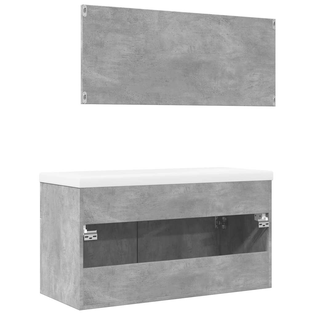 Set mobilier de baie, 3 piese, gri beton, lemn compozit GartenMobel Dekor