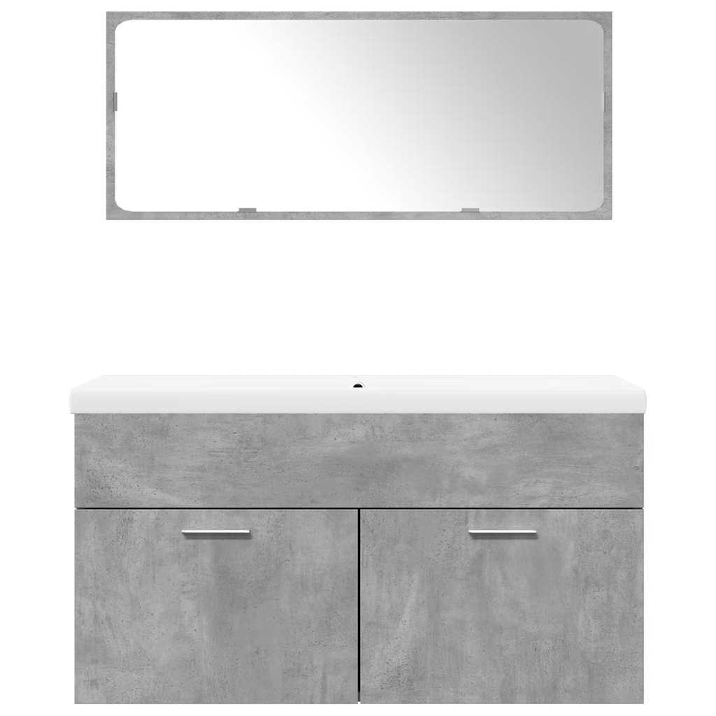 Set mobilier de baie, 3 piese, gri beton, lemn compozit GartenMobel Dekor