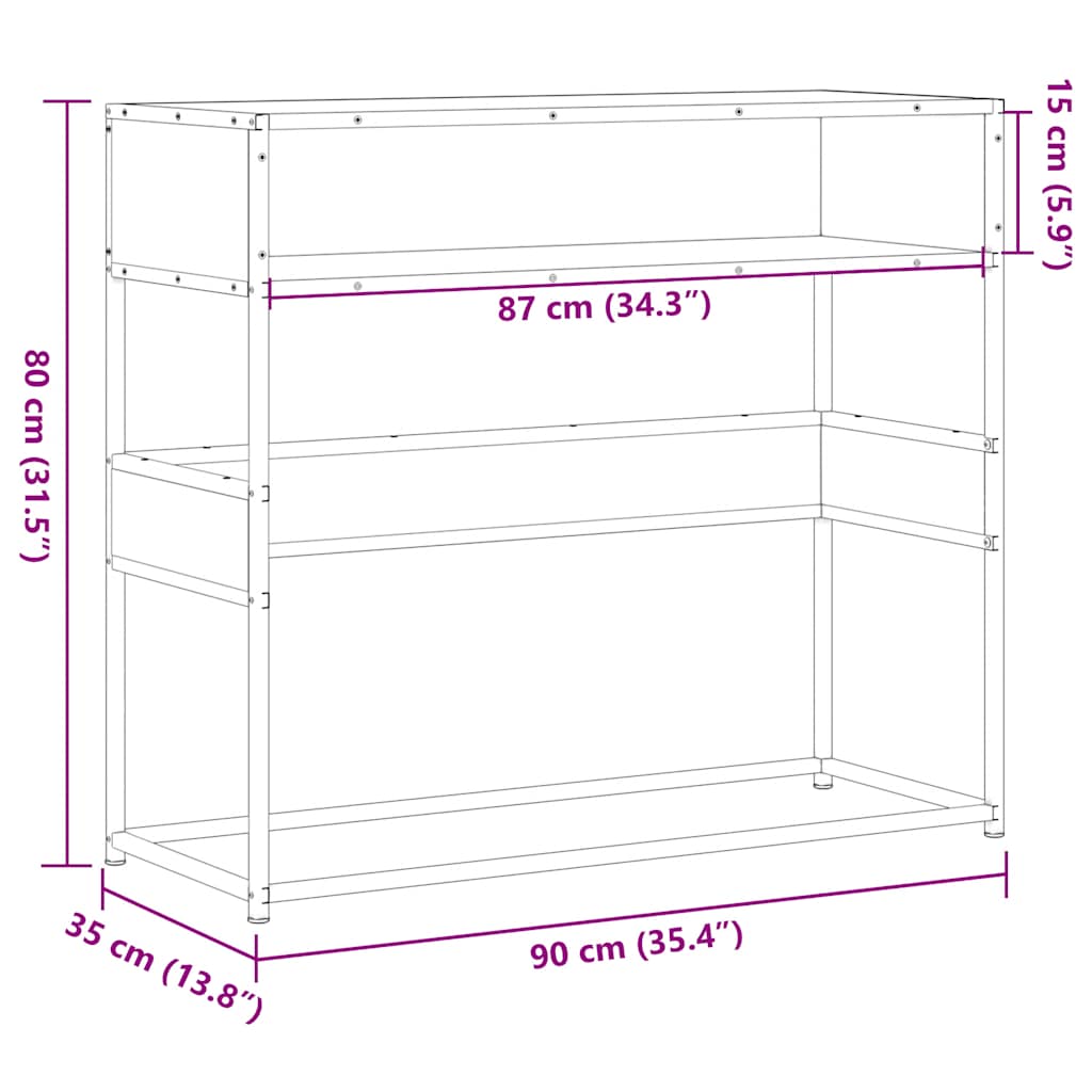 Măsuță consolă, negru, 90x35x80 cm, lemn prelucrat GartenMobel Dekor