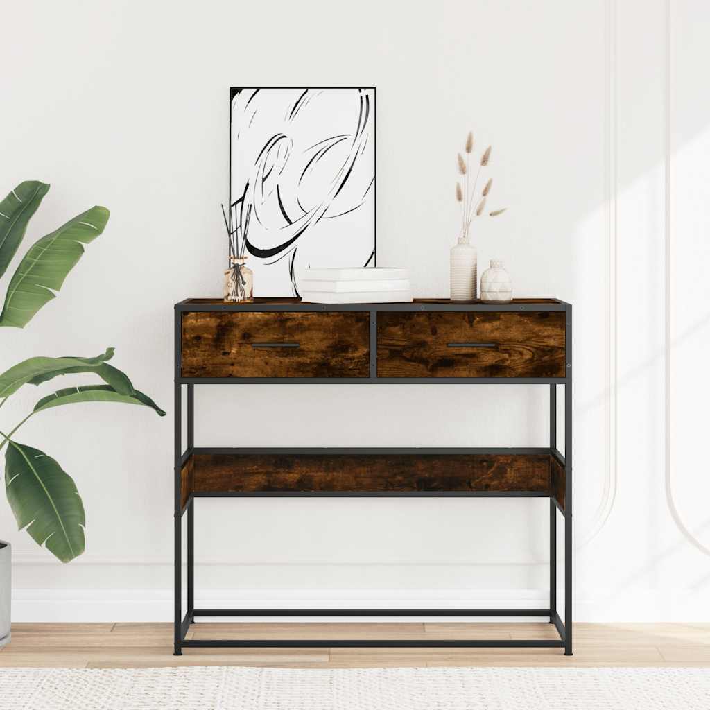 Măsuță consolă, stejar fumuriu, 90x35x80 cm, lemn prelucrat GartenMobel Dekor