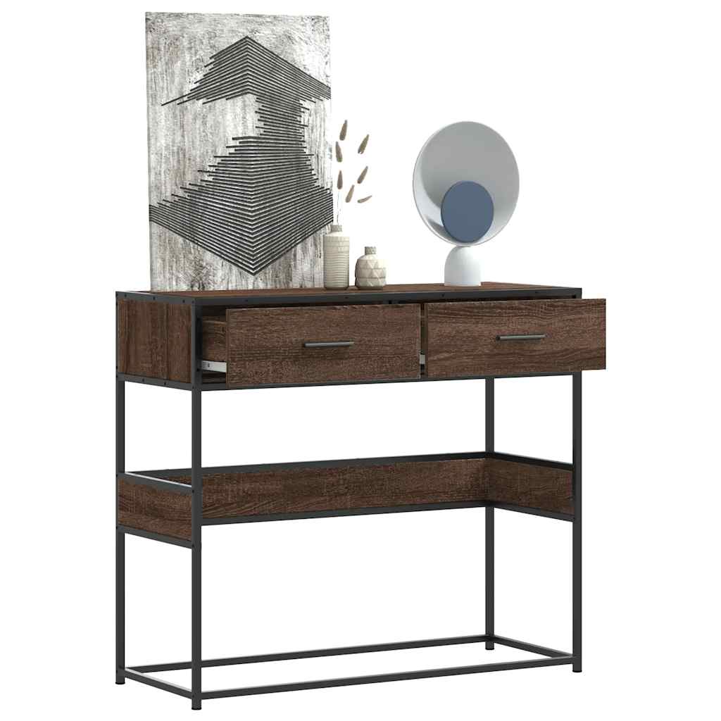 Măsuță consolă, stejar maro, 90x35x80 cm, lemn prelucrat GartenMobel Dekor