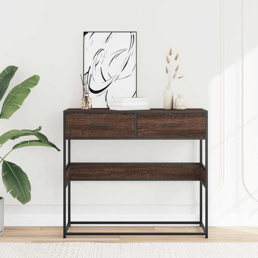 Măsuță consolă, stejar maro, 90x35x80 cm, lemn prelucrat GartenMobel Dekor