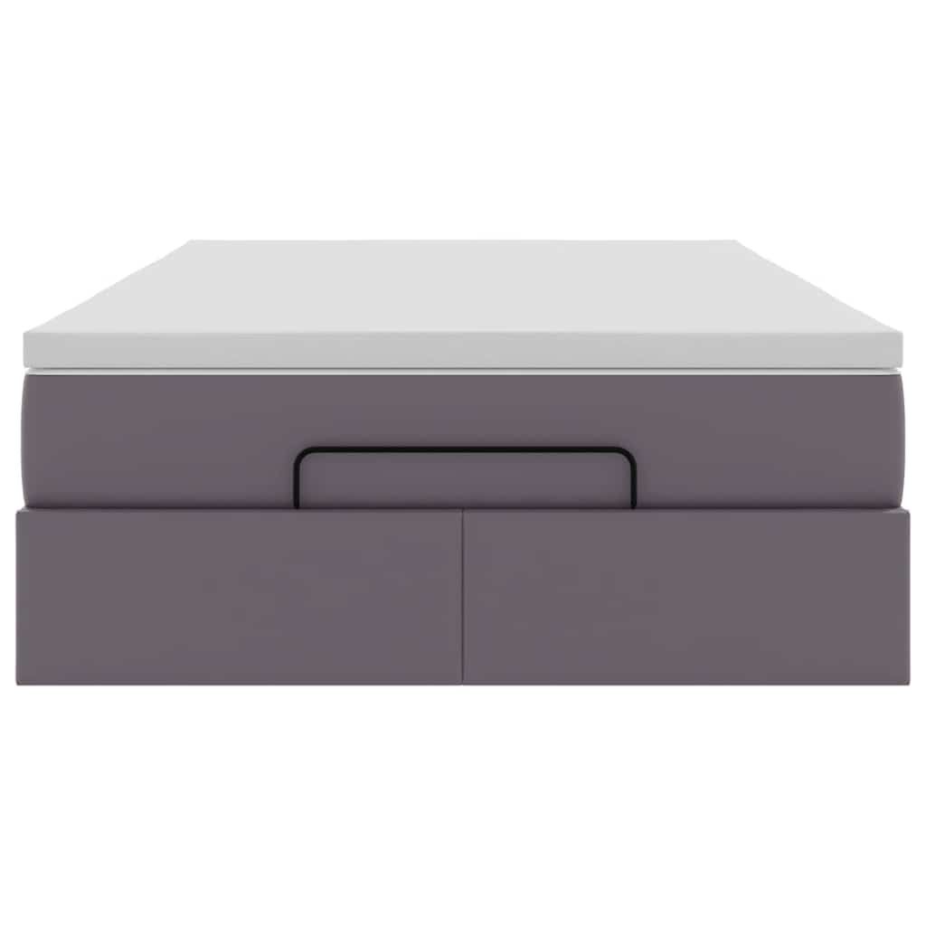 Cadru de pat otoman cu saltea gri 120x200cm piele artificială GartenMobel Dekor