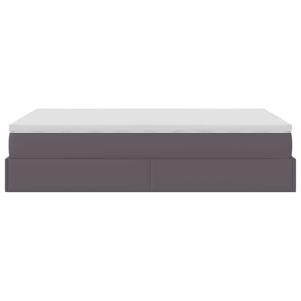 Cadru de pat otoman cu saltea gri 120x200cm piele artificială GartenMobel Dekor