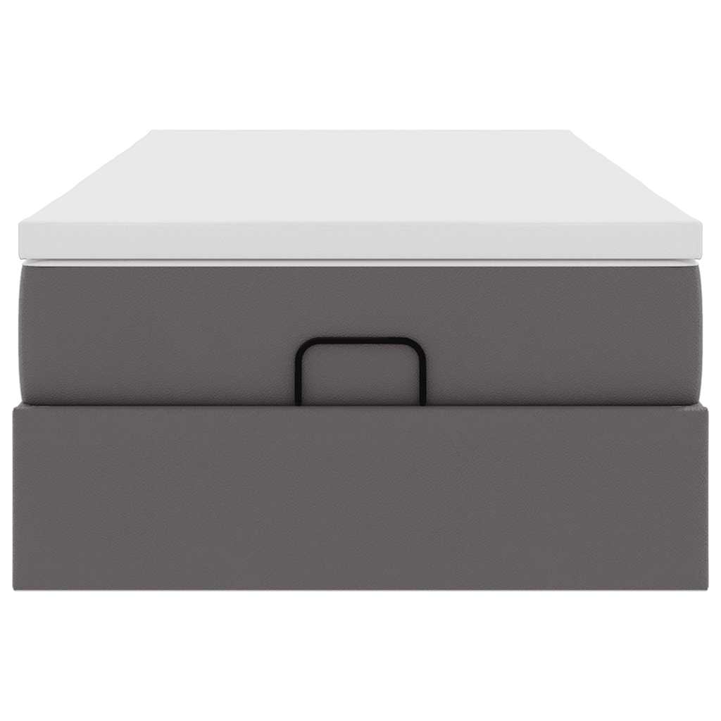 Cadru de pat otoman cu saltea gri 90x200cm piele artificială GartenMobel Dekor