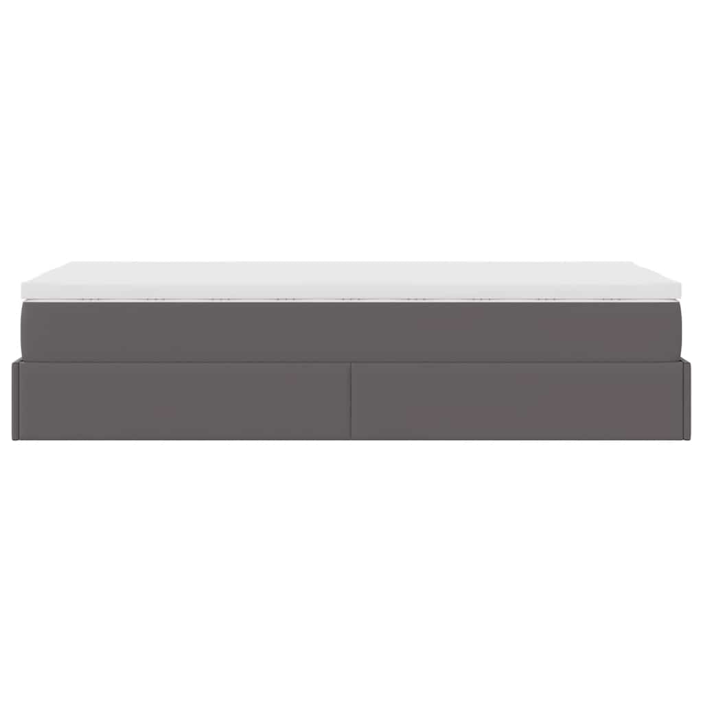 Cadru de pat otoman cu saltea gri 90x200cm piele artificială GartenMobel Dekor