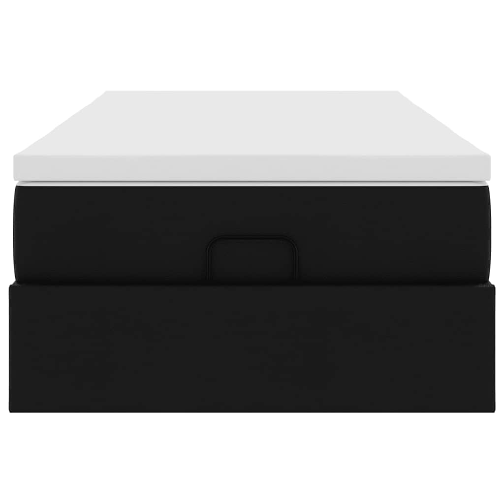 Cadru de pat otoman cu saltea neagră 90x200cm piele artificială GartenMobel Dekor