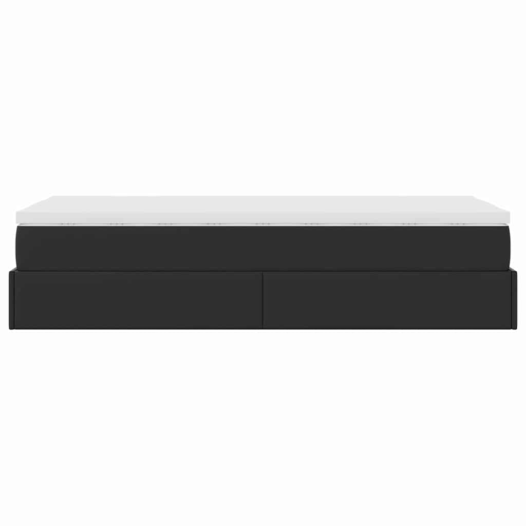 Cadru de pat otoman cu saltea neagră 90x200cm piele artificială GartenMobel Dekor