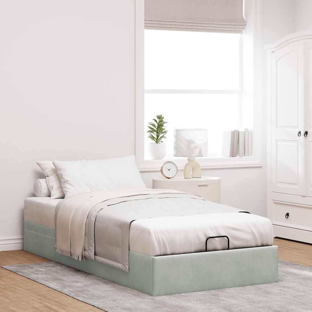 Cadru de pat otoman fără saltea Gri deschis 80x200 cm catifea GartenMobel Dekor