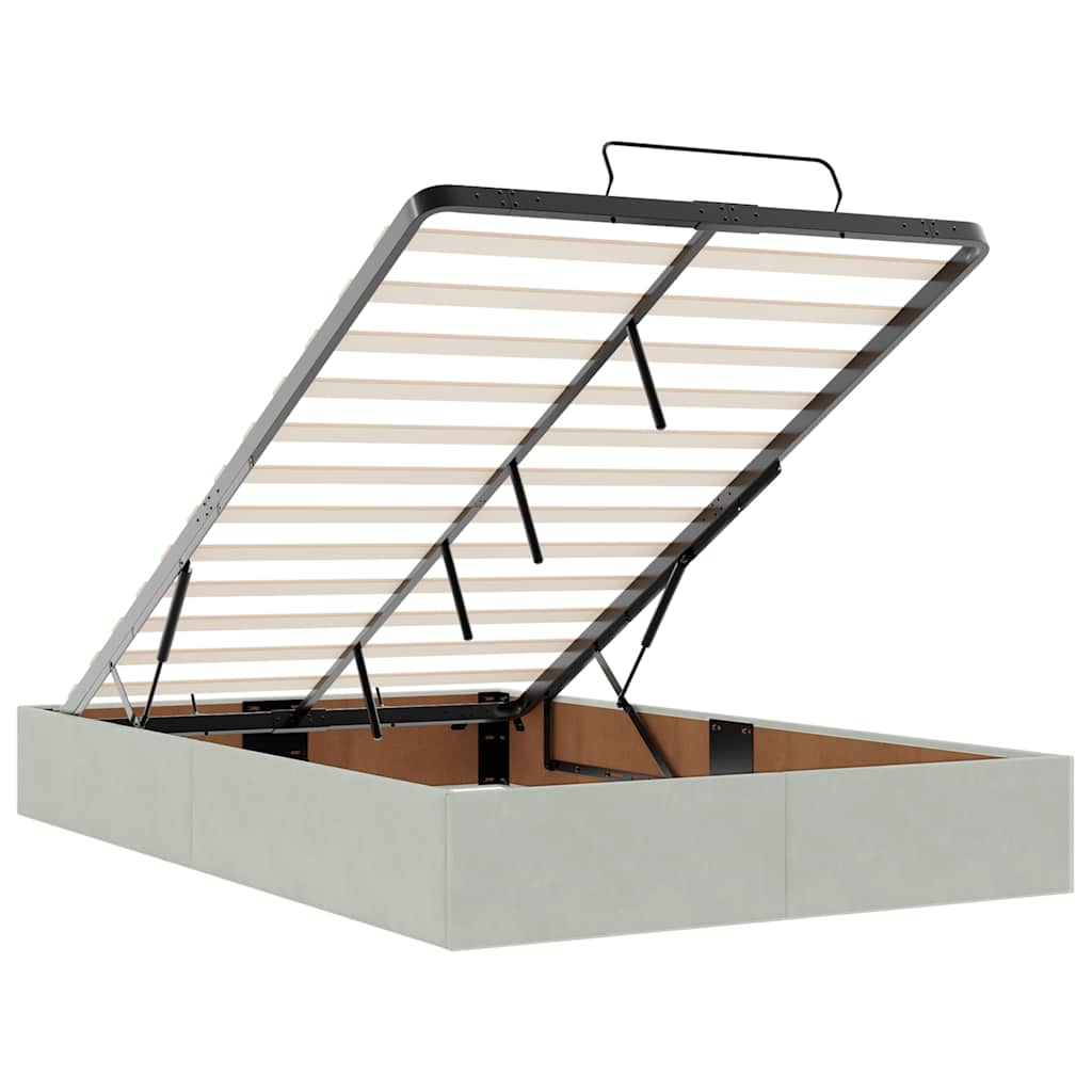 Cadru pat otoman fără saltea Gri deschis 120x200 cm catifea GartenMobel Dekor