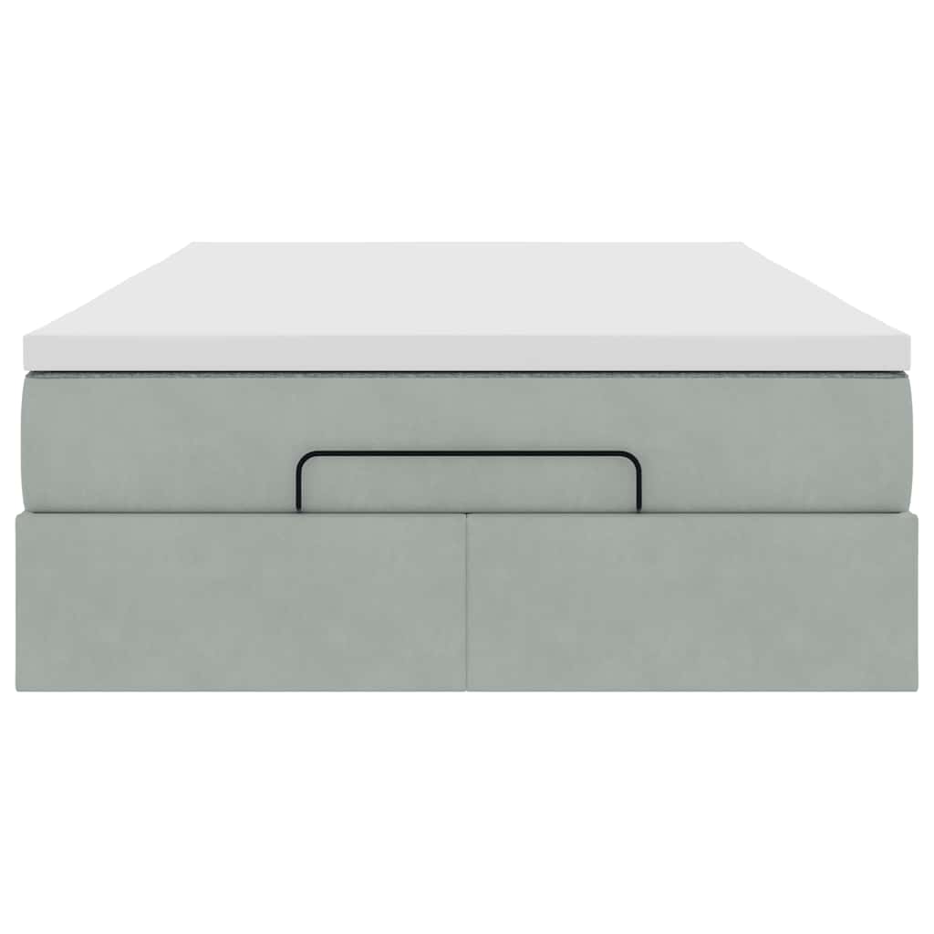 Cadru de pat otoman cu saltea Gri deschis 120x200cm catifea GartenMobel Dekor