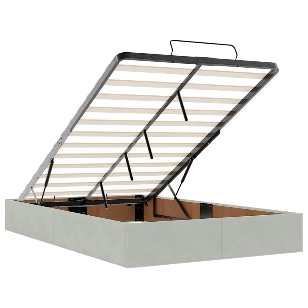 Cadru de pat otoman cu saltea Gri deschis 120x200cm catifea GartenMobel Dekor