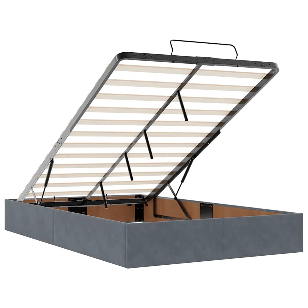 Cadru de pat otoman cu saltea Gri închis 120x190 cm catifea GartenMobel Dekor