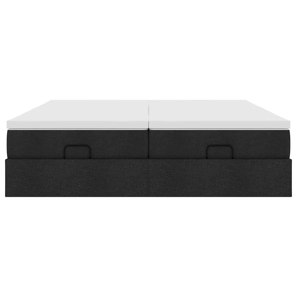 Cadru de pat otoman cu saltele, material negru 180x200cm GartenMobel Dekor
