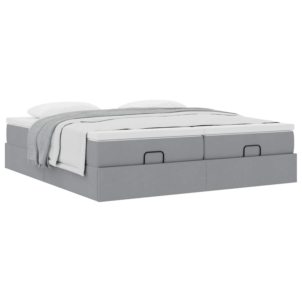Cadru de pat otoman cu saltele Gri deschis 180x200cm Material GartenMobel Dekor