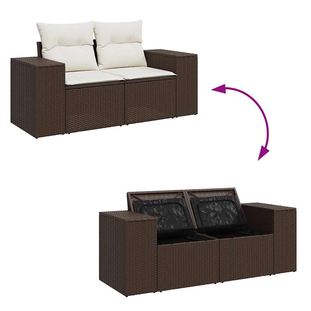 Set canapele de grădină cu perne, 6 piese, maro, poliratan GartenMobel Dekor