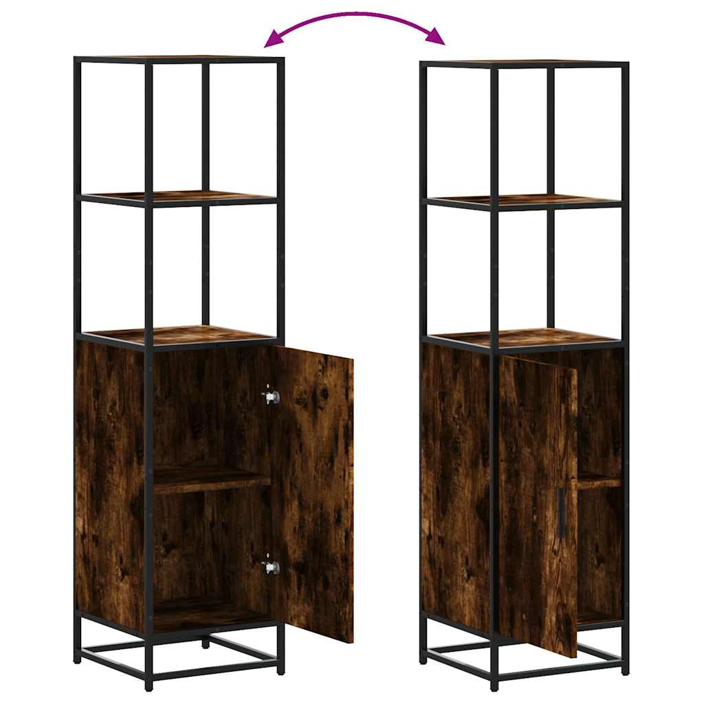 Dulapuru stejar afumat 35,5x35x139 cm lemn și metal prelucrat GartenMobel Dekor