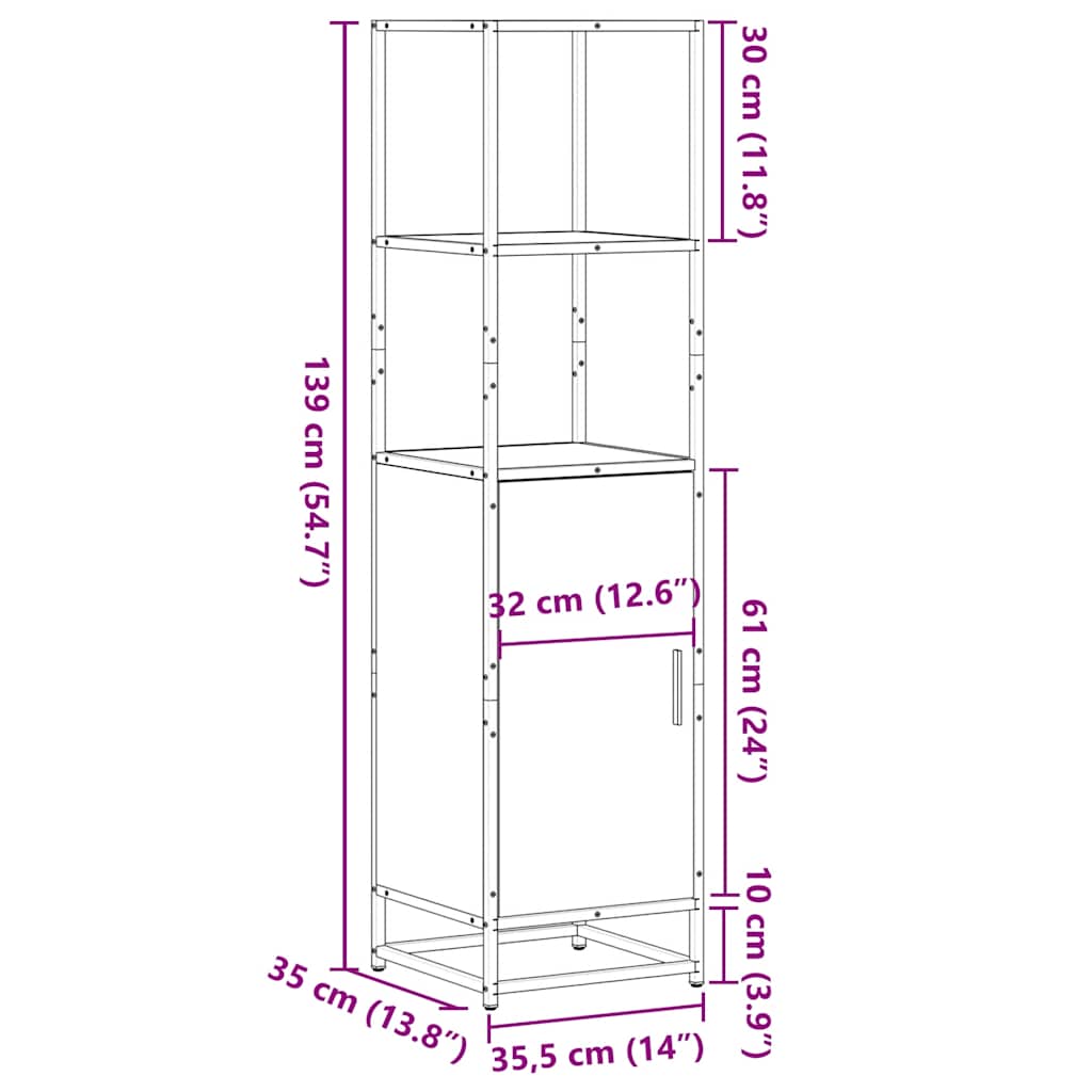 Dulapuru stejar maro 35,5x35x139 cm lemn și metal prelucrat GartenMobel Dekor