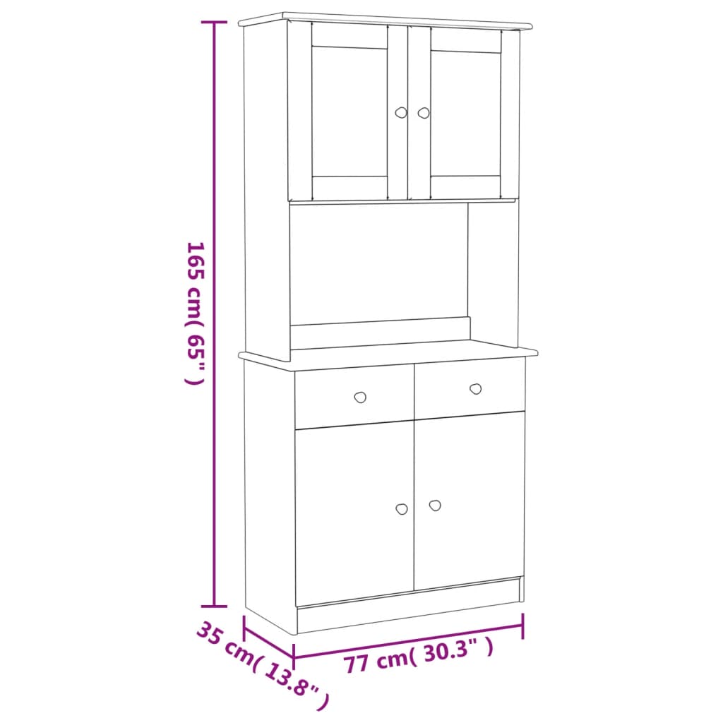 Dulap înalt ALTA, alb, 77x35x165 cm, lemn masiv de pin GartenMobel Dekor