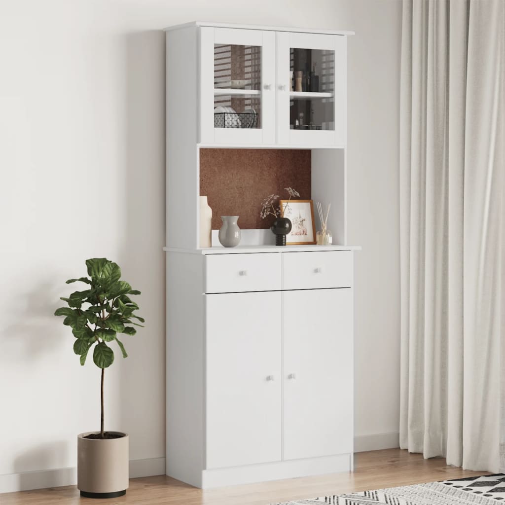 Dulap înalt ALTA, alb, 77x35x188 cm, lemn masiv de pin GartenMobel Dekor