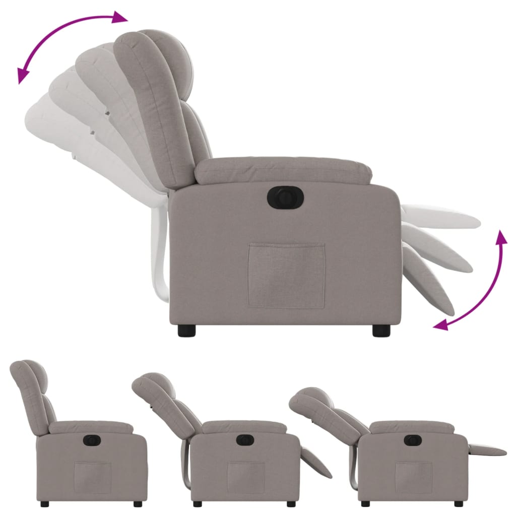 Fotoliu rabatabil electric, gri taupe, material textil GartenMobel Dekor