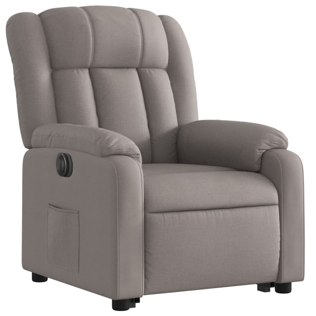 Fotoliu electric rabatabil cu ridicare, gri taupe, textil GartenMobel Dekor