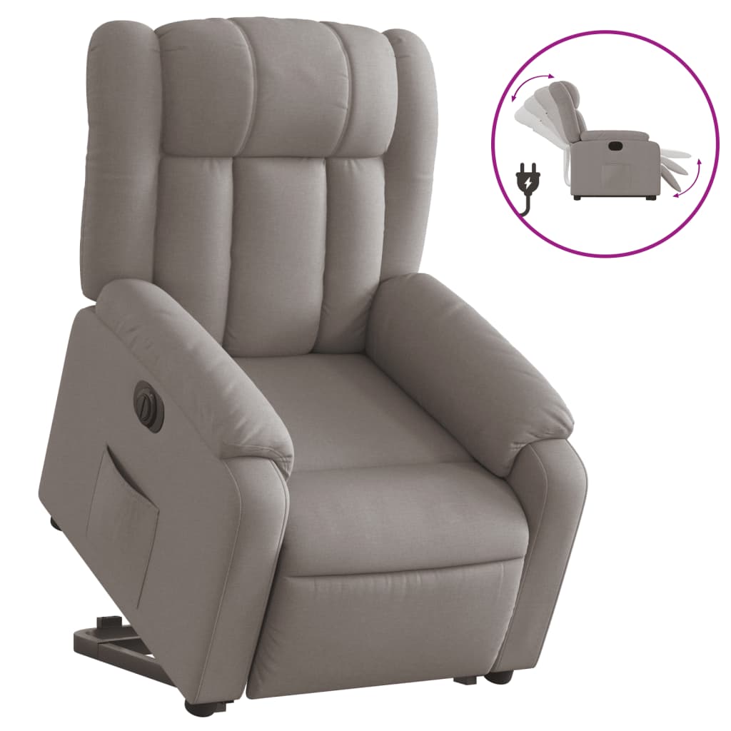 Fotoliu electric rabatabil cu ridicare, gri taupe, textil GartenMobel Dekor