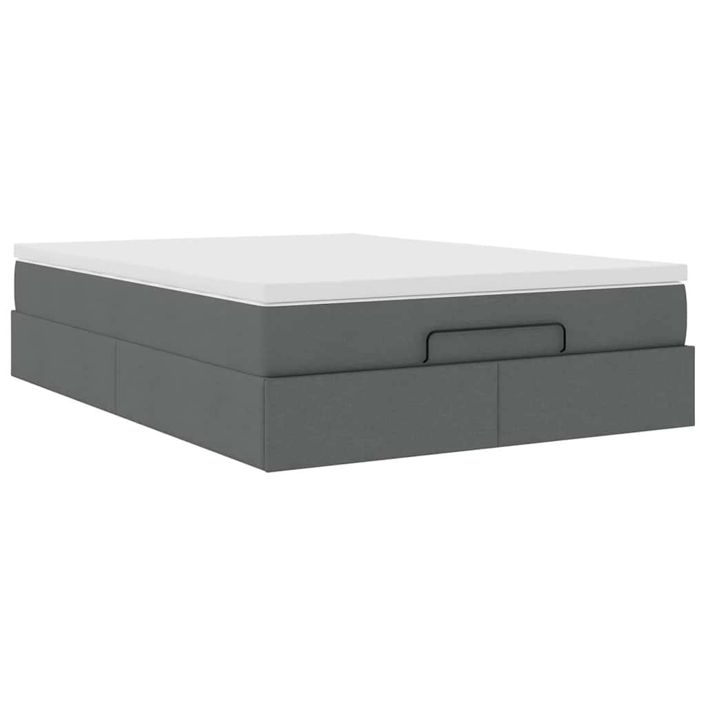 Cadru pat otoman cu saltea țesătură gri închis 140x200 cm GartenMobel Dekor
