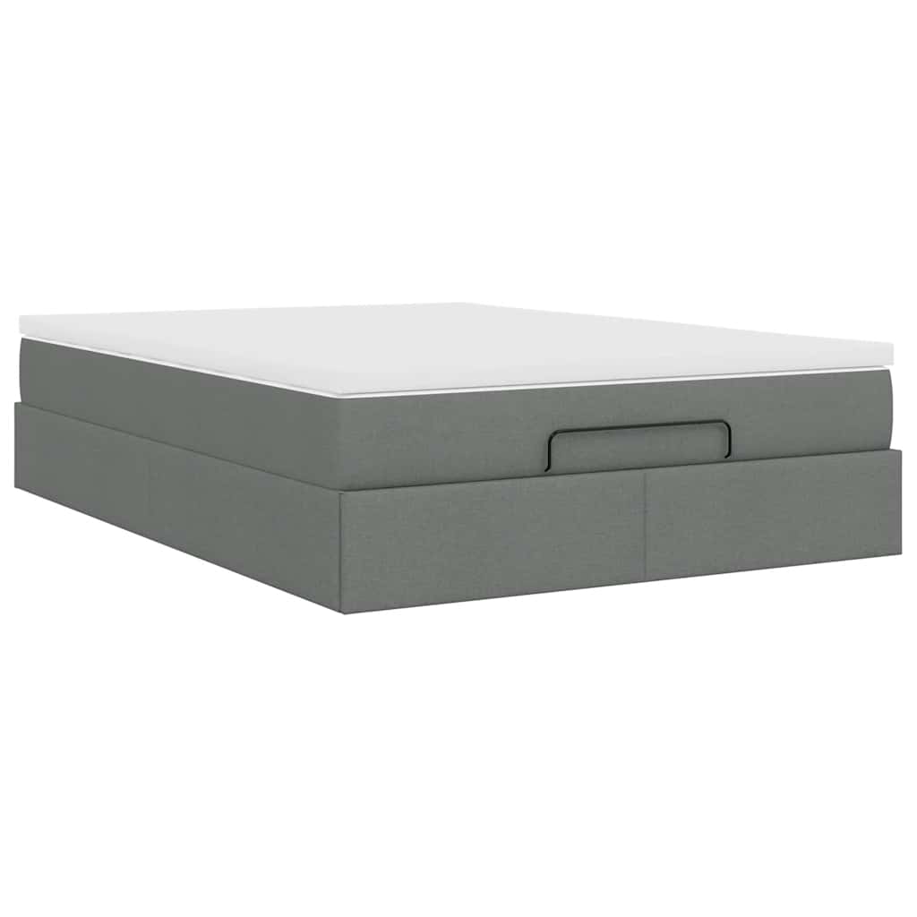 Cadru pat otoman cu saltea țesătură gri închis 140x200 cm GartenMobel Dekor