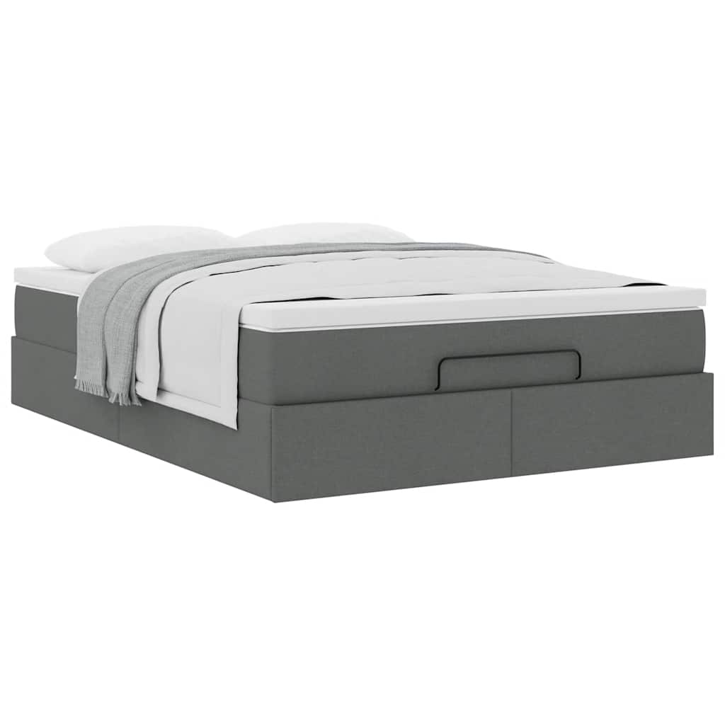 Cadru pat otoman cu saltea țesătură gri închis 140x200 cm GartenMobel Dekor