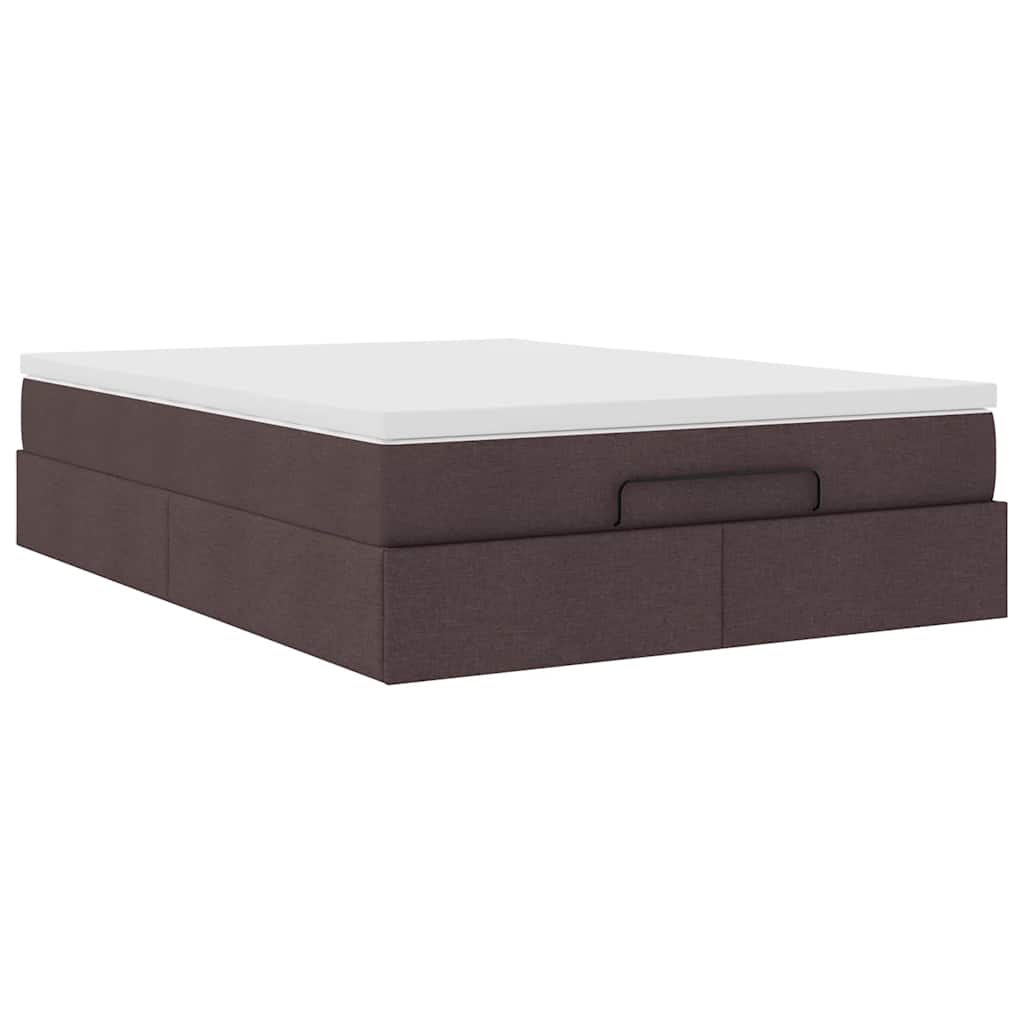 Cadru de pat otoman cu saltea țesătură maro închis 140x200 cm GartenMobel Dekor