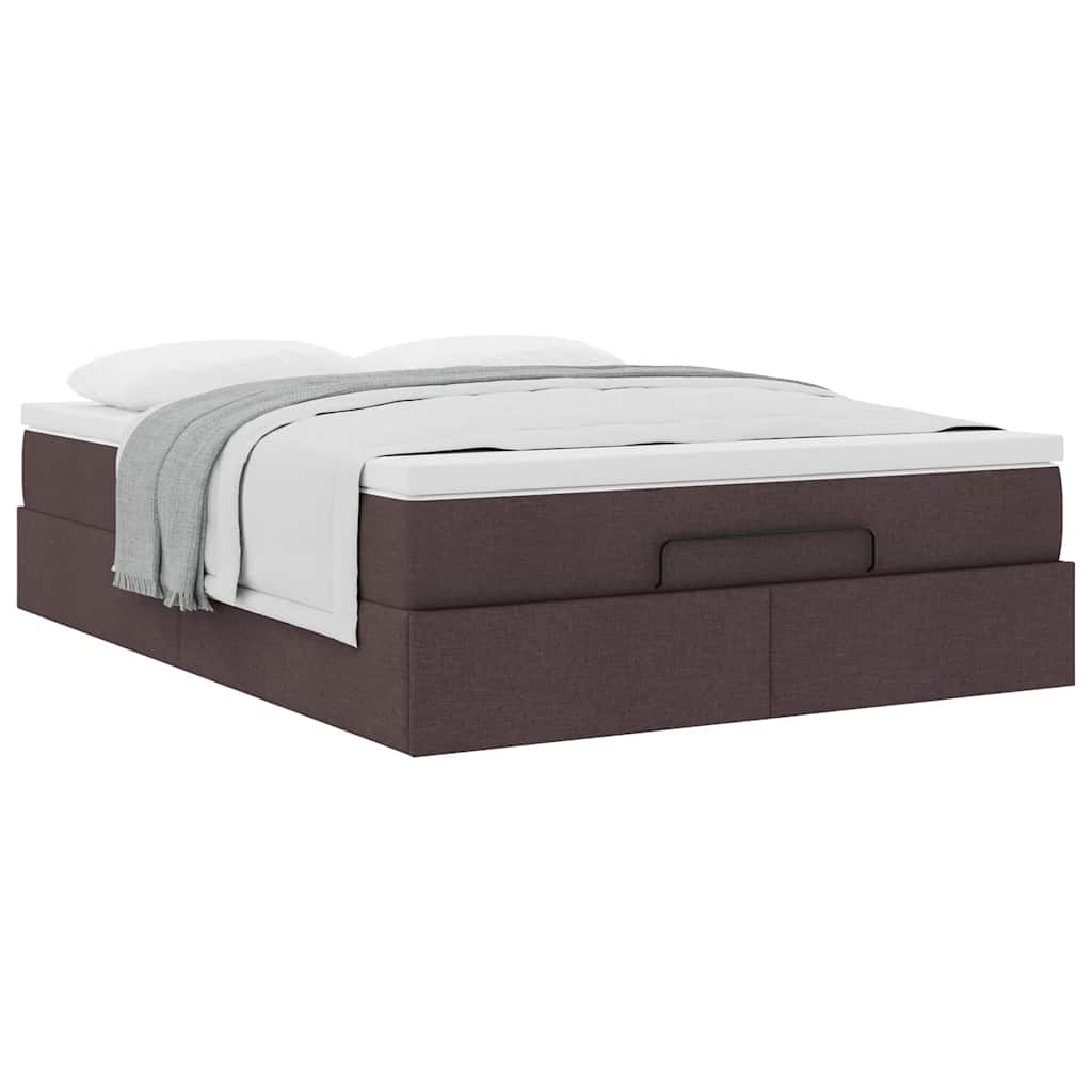 Cadru de pat otoman cu saltea țesătură maro închis 140x200 cm GartenMobel Dekor