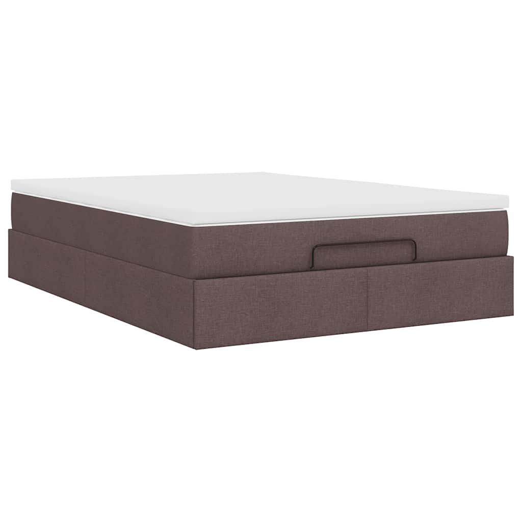 Cadru de pat otoman cu saltea țesătură maro închis 140x200 cm GartenMobel Dekor