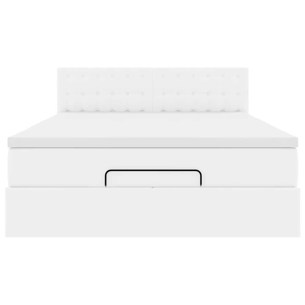 Cadru de pat otoman cu saltea alb 140x200cm piele artificială GartenMobel Dekor