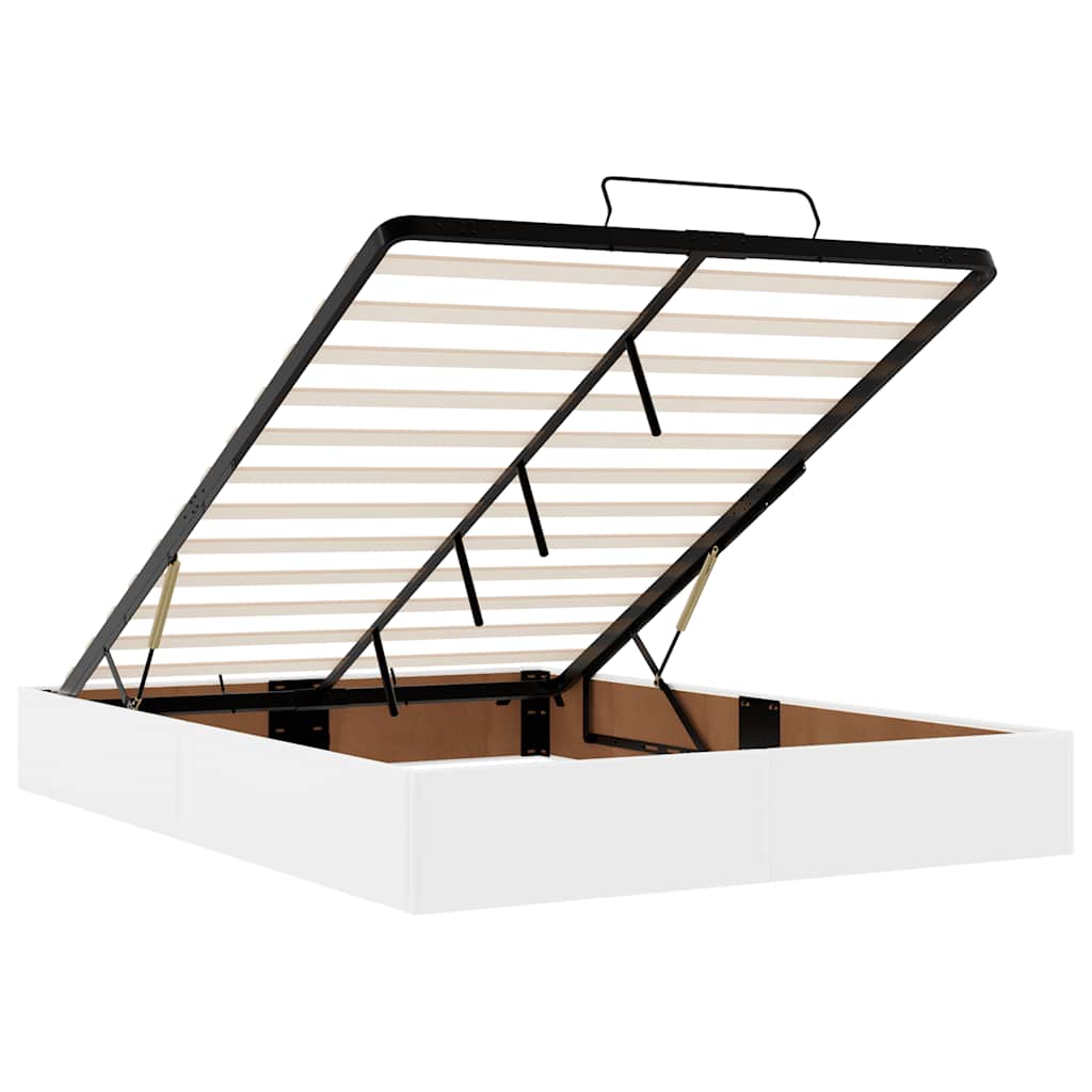 Cadru de pat otoman cu saltea alb 140x200cm piele artificială GartenMobel Dekor