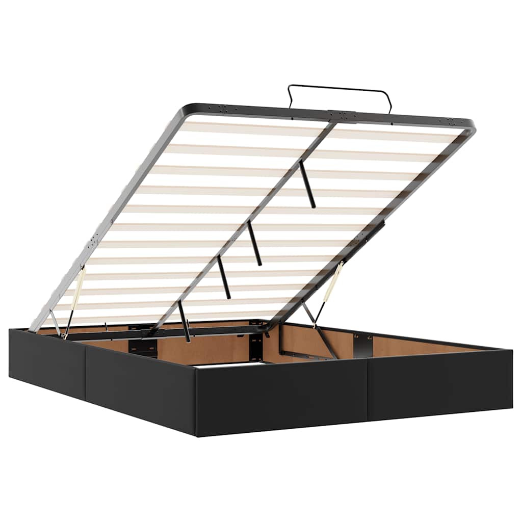 Cadru pat otoman cu saltea neagră 140x200cm piele artificială GartenMobel Dekor