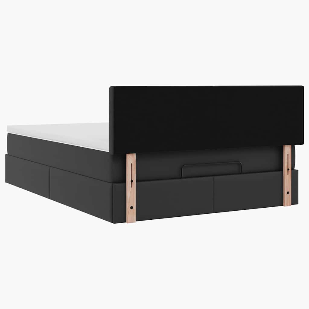 Cadru pat otoman cu saltea neagră 140x200cm piele artificială GartenMobel Dekor