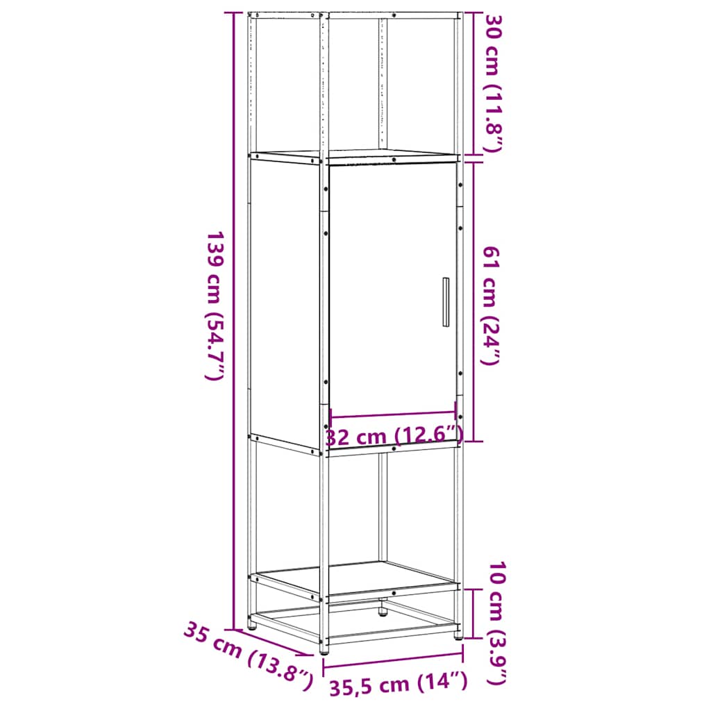 Dulapuru negru 35,5x35x139 cm lemn și metal prelucrat GartenMobel Dekor
