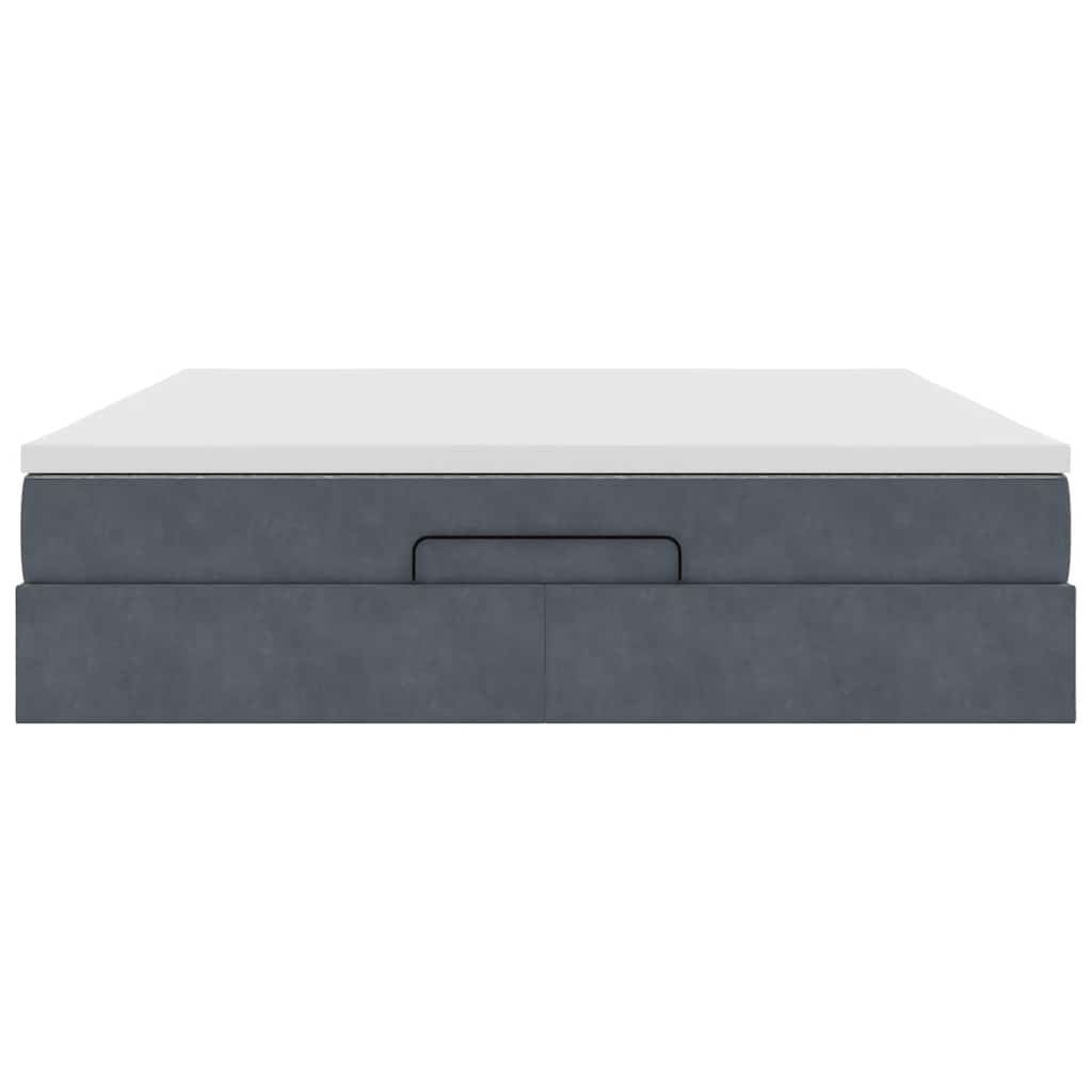 Cadru de pat otoman cu saltea Gri închis 180x200cm catifea GartenMobel Dekor