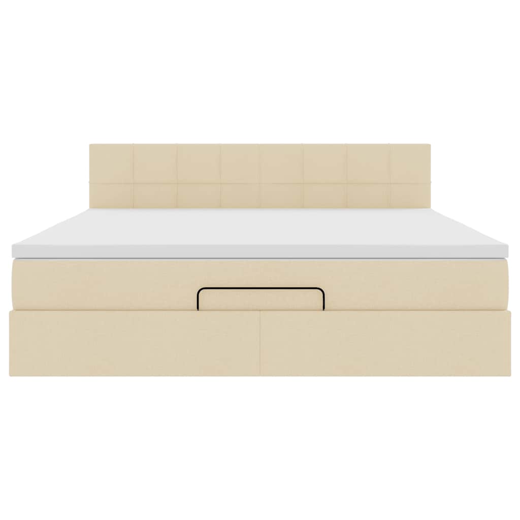 Cadru de pat otoman cu saltea crem 160x200cm stofa GartenMobel Dekor