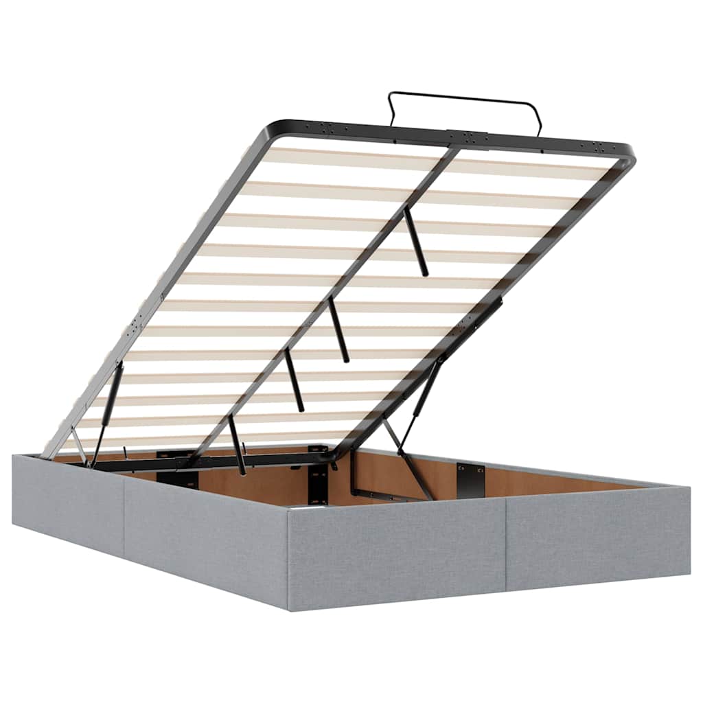 Cadru de pat otoman cu saltea țesătură gri deschis 120x200cm GartenMobel Dekor